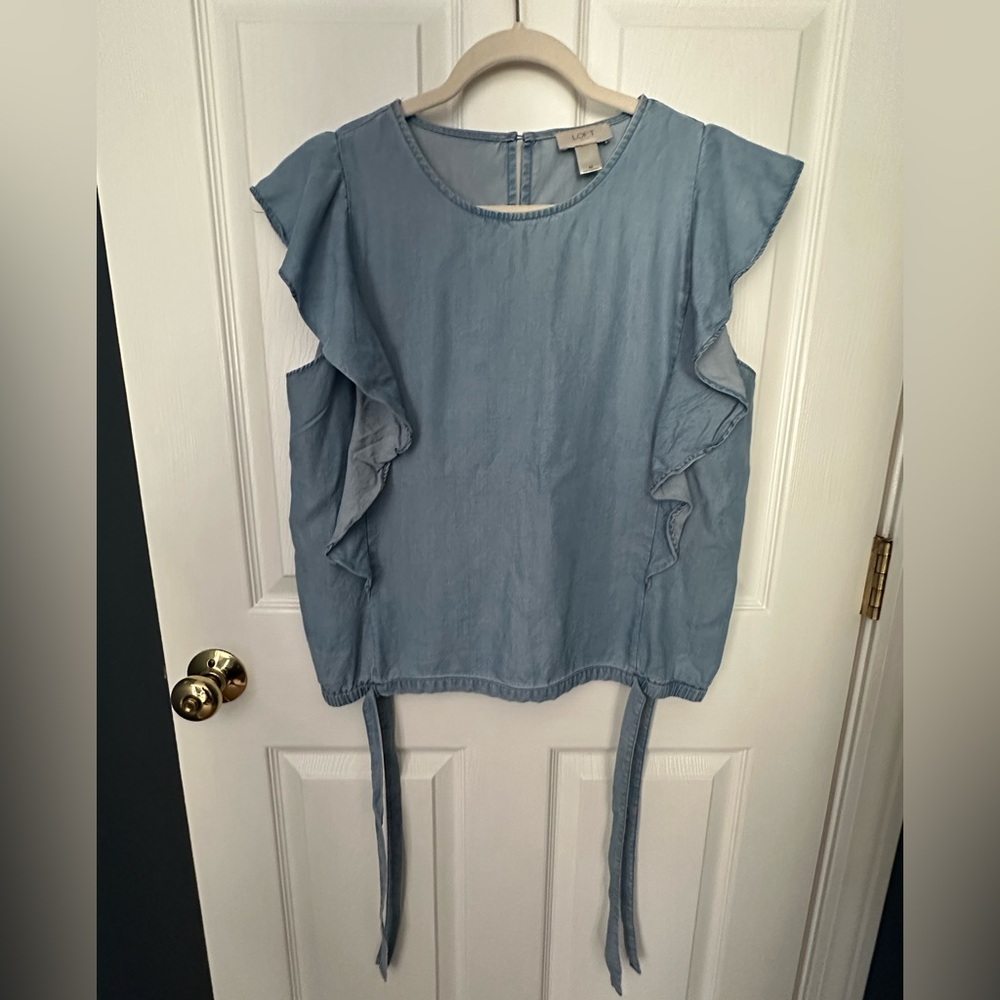 LOFT Ruffled Soft Jean Blouse